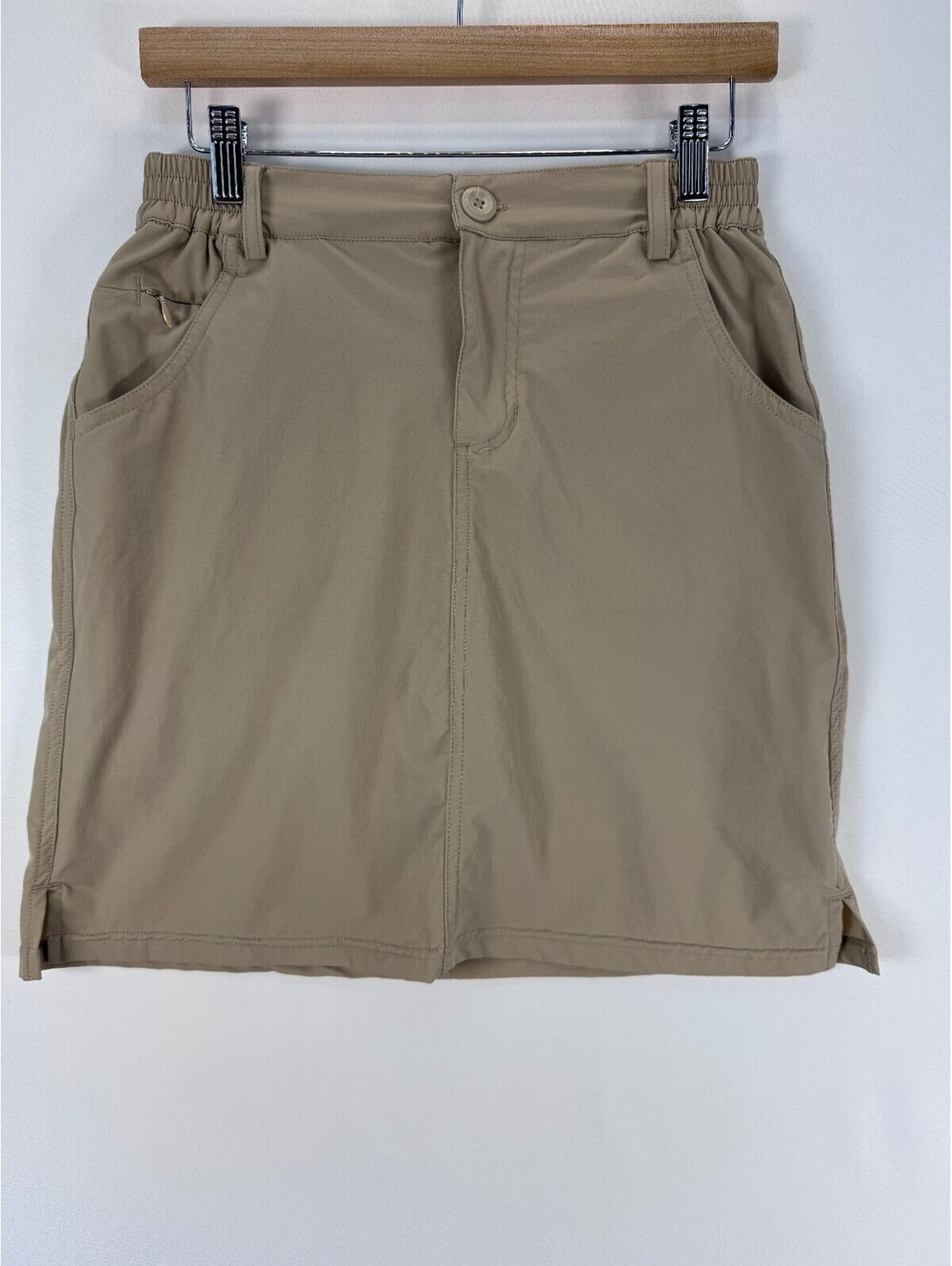 Khaki Hiking Skort Women’s XS High Rise Stretch Utility Travel Zip Pockets